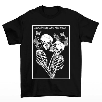 camiseta básica caveiras romanticas- Preto