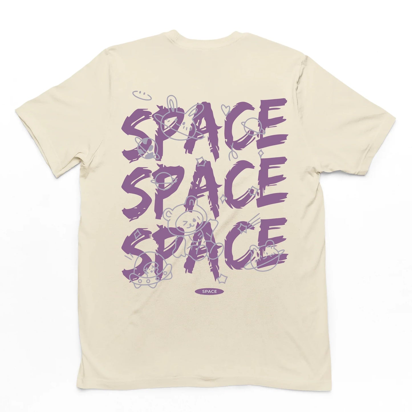 Camiseta Básica Space Space Bear - pérola