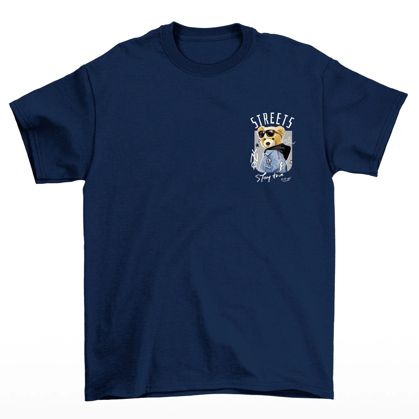 Camiseta Básica Algodão Streets Bear - Azul Marinho