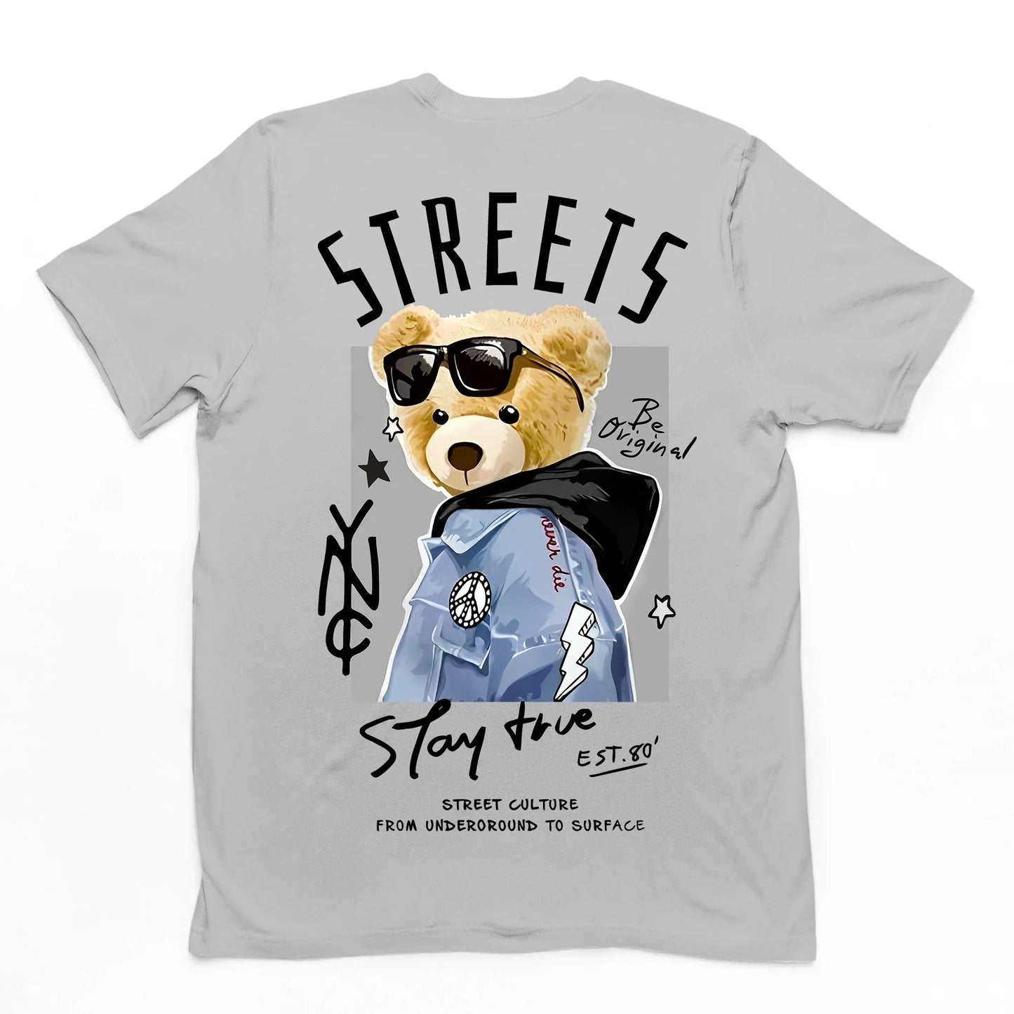 Camiseta Básica Algodão Streets Bear - Cinza