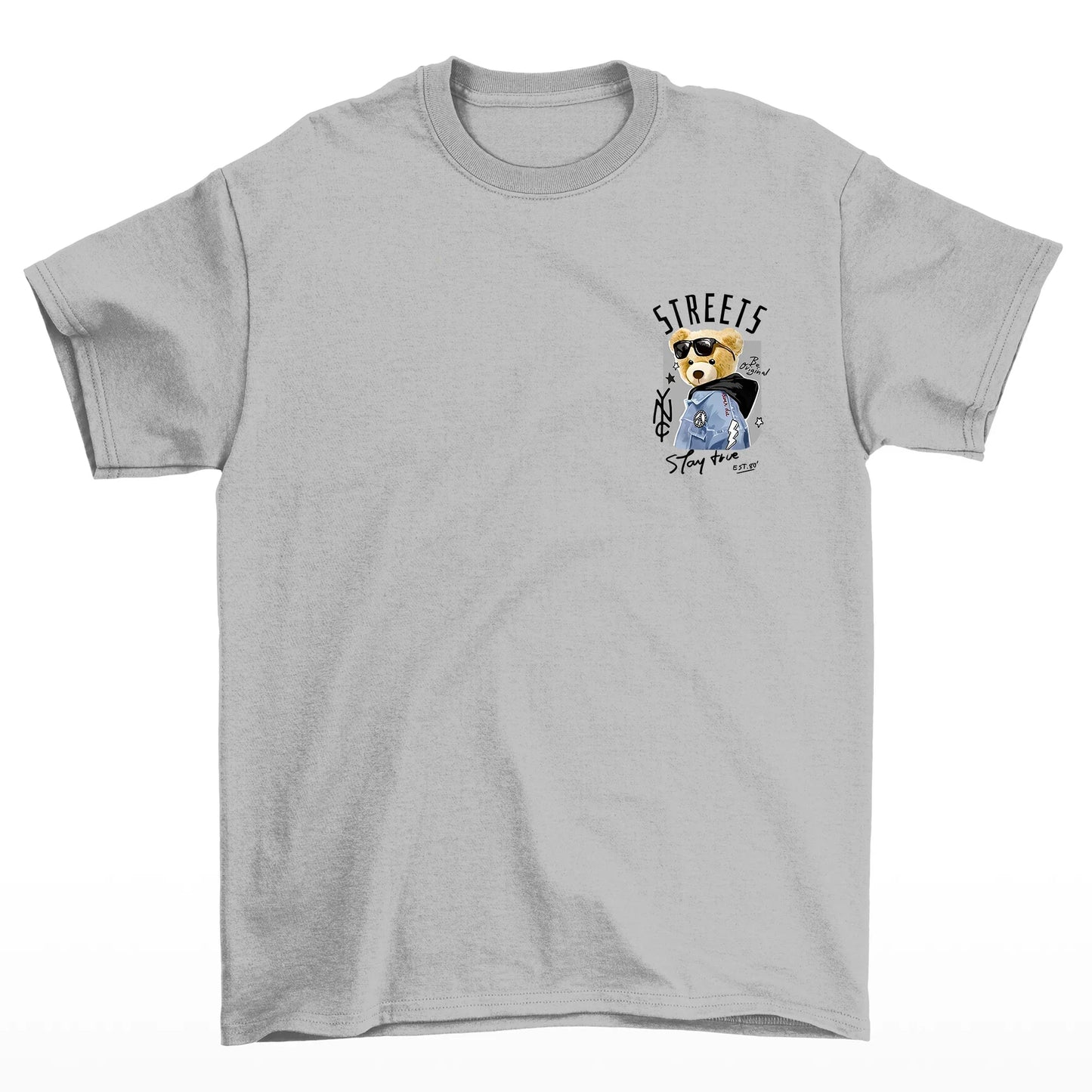 Camiseta Básica Algodão Streets Bear - Cinza