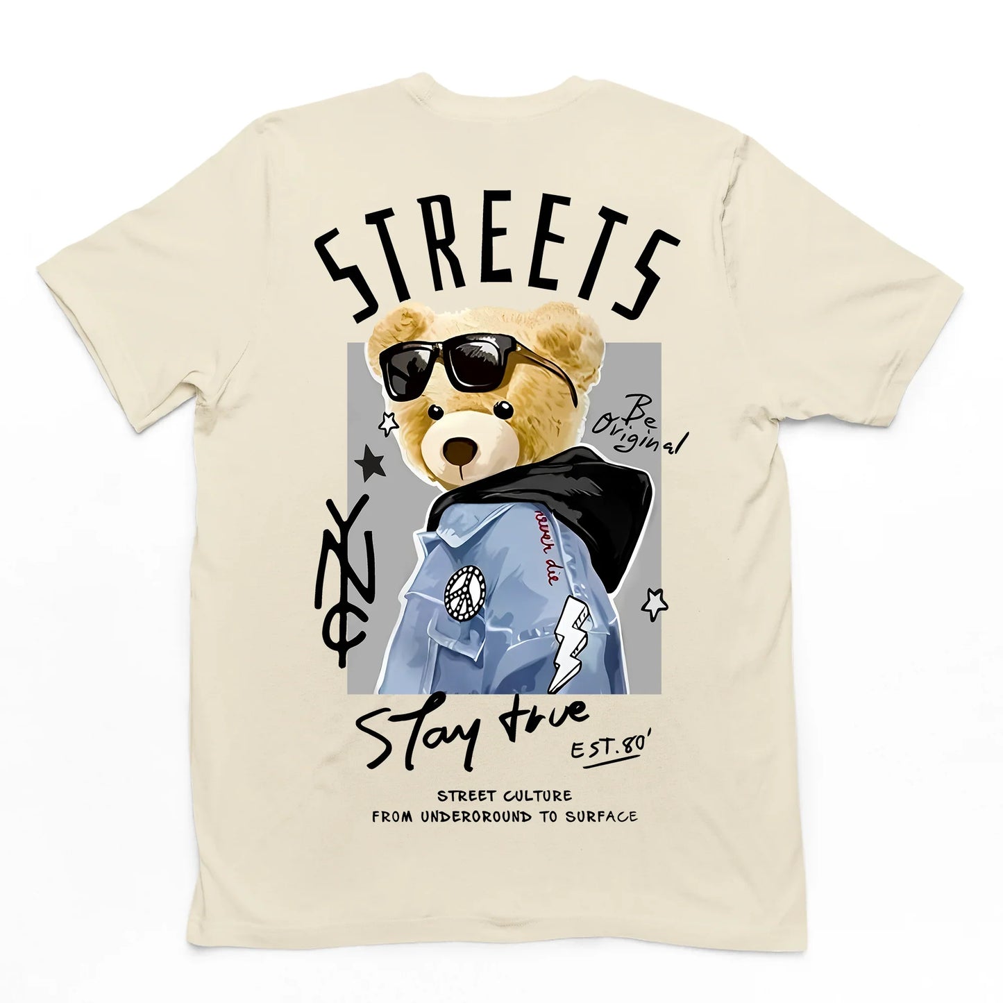 Camiseta Básica Algodão Streets Bear- Pérola
