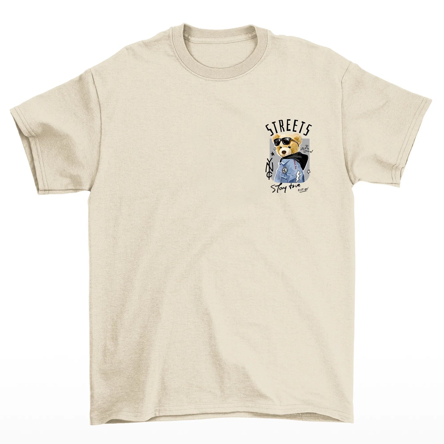 Camiseta Básica Algodão Streets Bear - Pérola