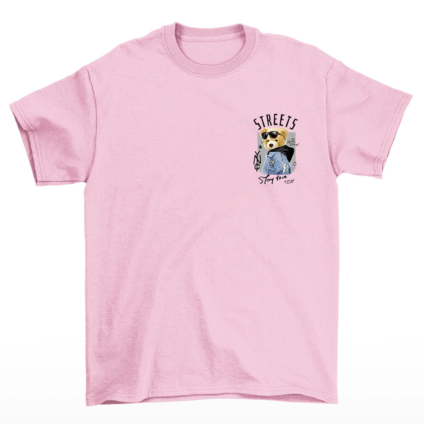 Camiseta Básica Algodão Streets Bear - Rosa Bebê