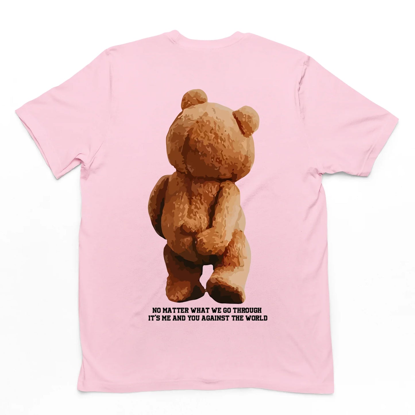 camiseta básica rosa bebê com estampa ursinho engraçado - Rosa bebê