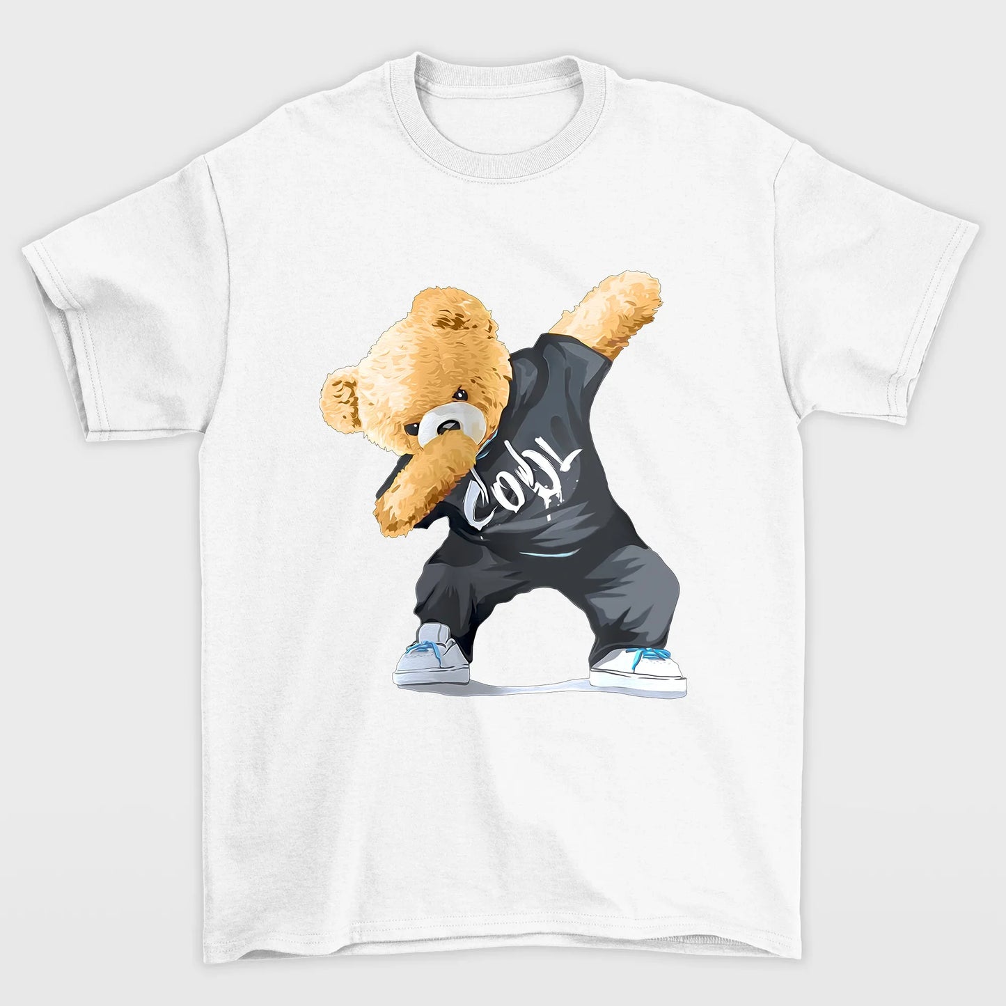 camiseta básica branca estampa urso dab - Branco