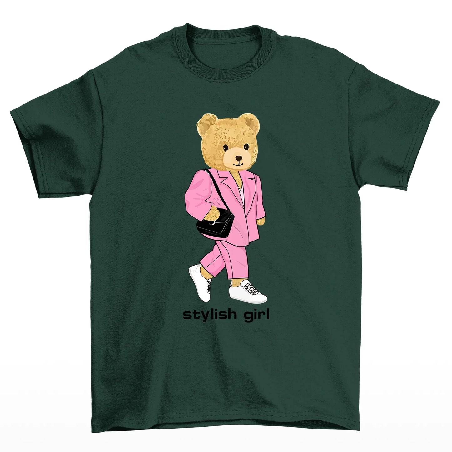 camiseta básica verde ursinha de bolsa - Verde
