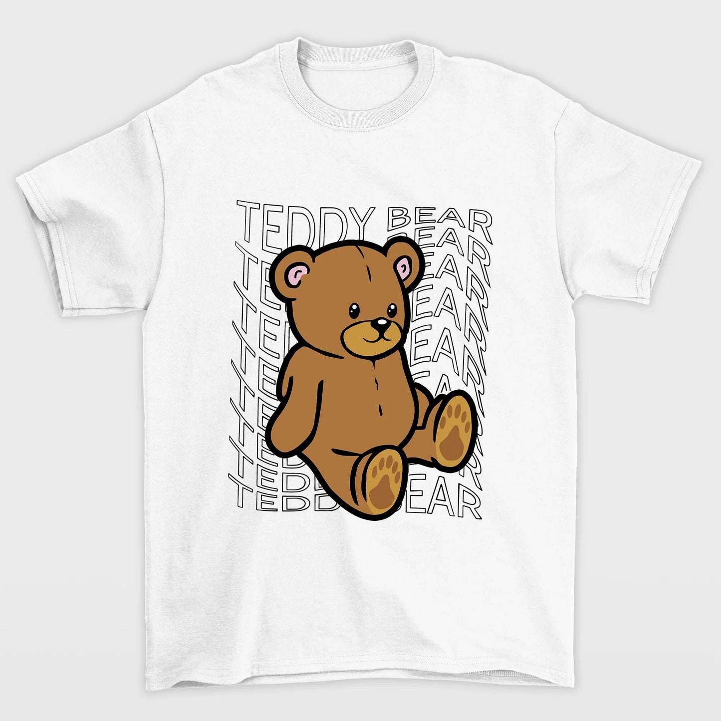 Camiseta basica branca com estampa teddy ursinho - Branco