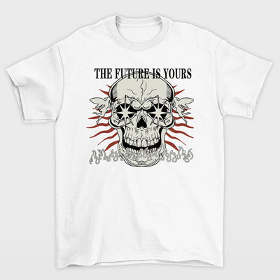Camiseta Básica Unissex The Future Is Yours Caveira - branco
