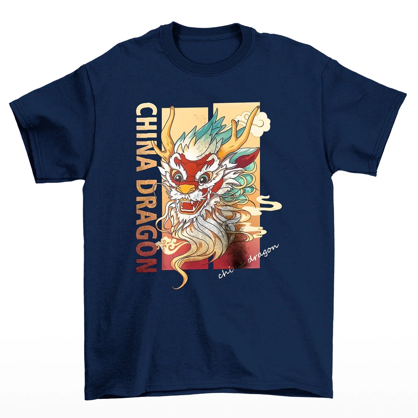 Camiseta Básica Unissex China Dragon Culture - Azul Marinho
