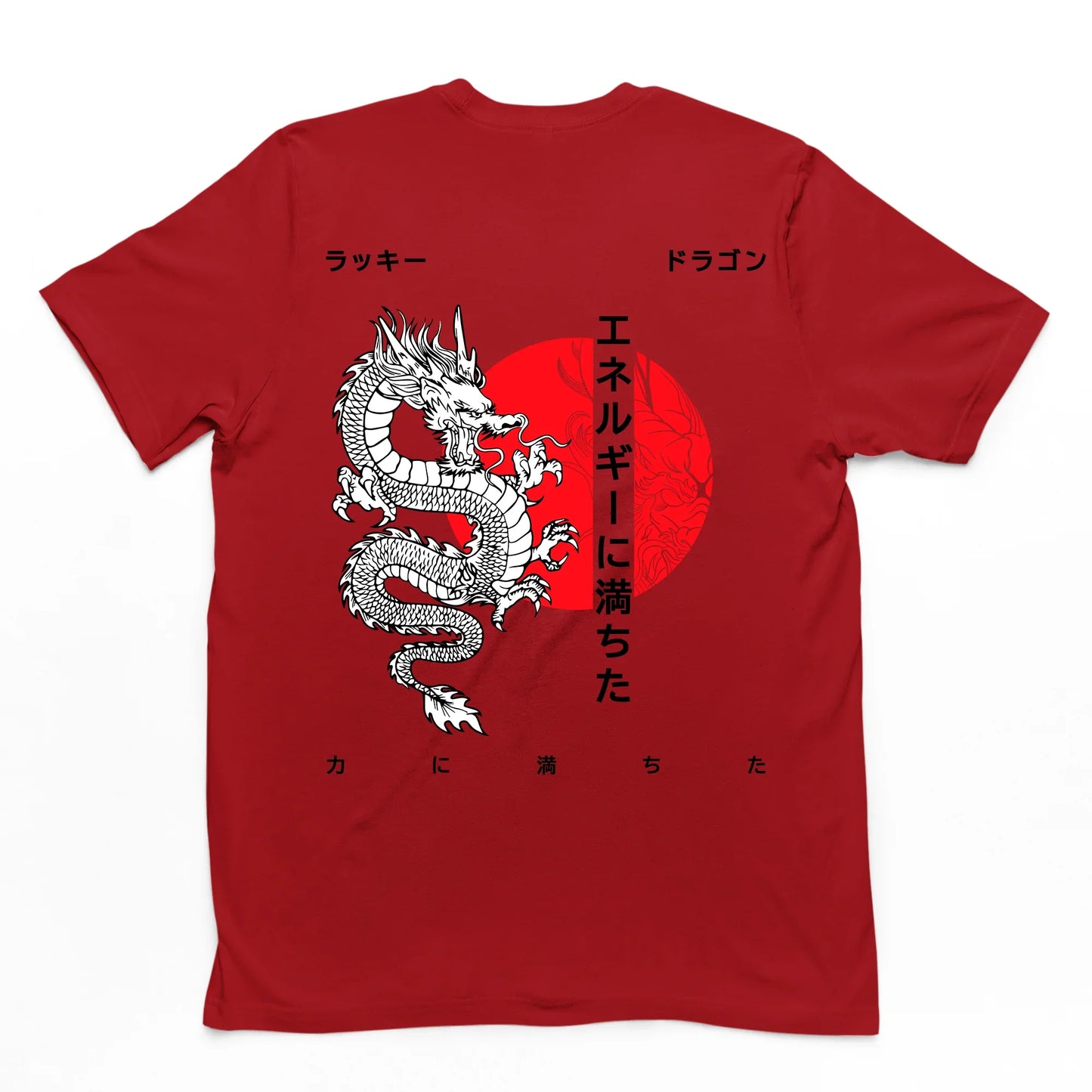 Camiseta Básica Unissex Dragão Japonês Style - Vermelho