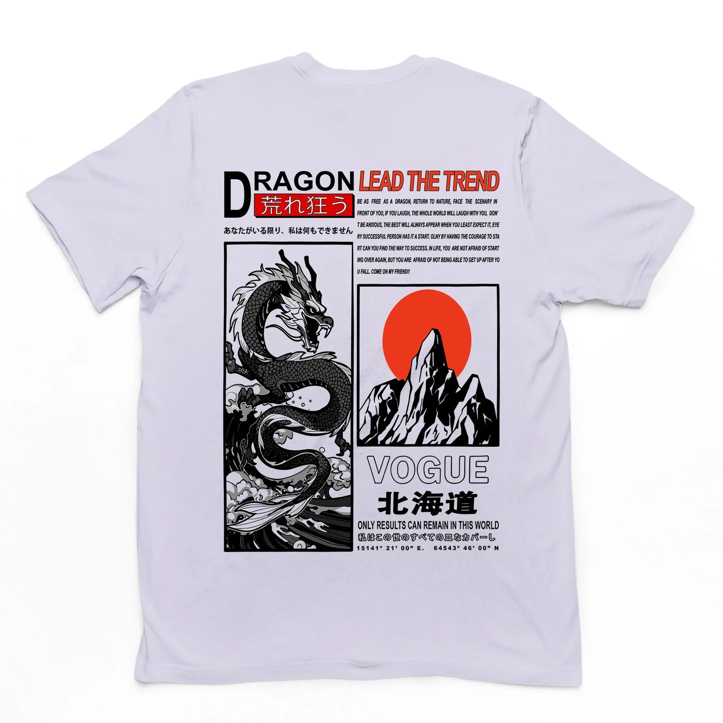 Camiseta Básica Unissex Dragon Lead The Trend Japão Costas - Lilás