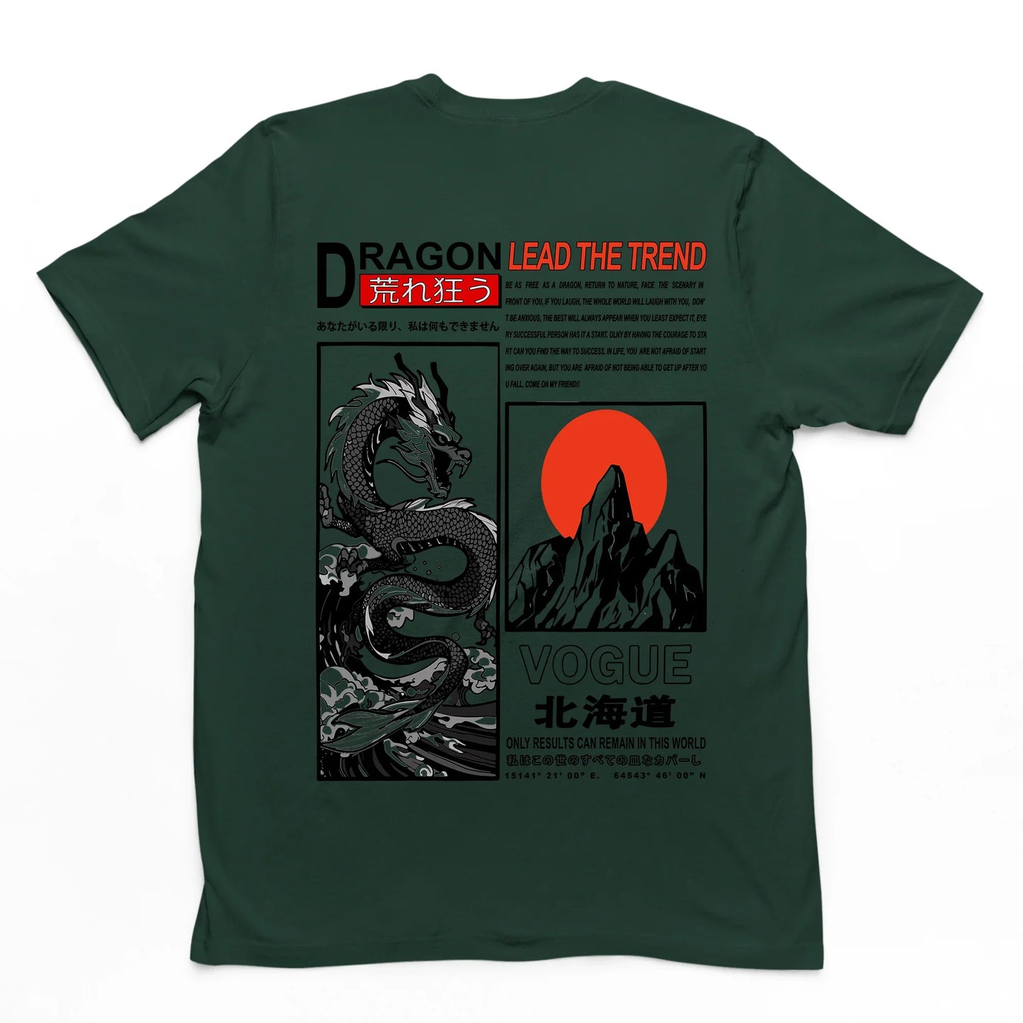 Camiseta Básica Unissex Dragon Lead The Trend Japão Costas - Verde