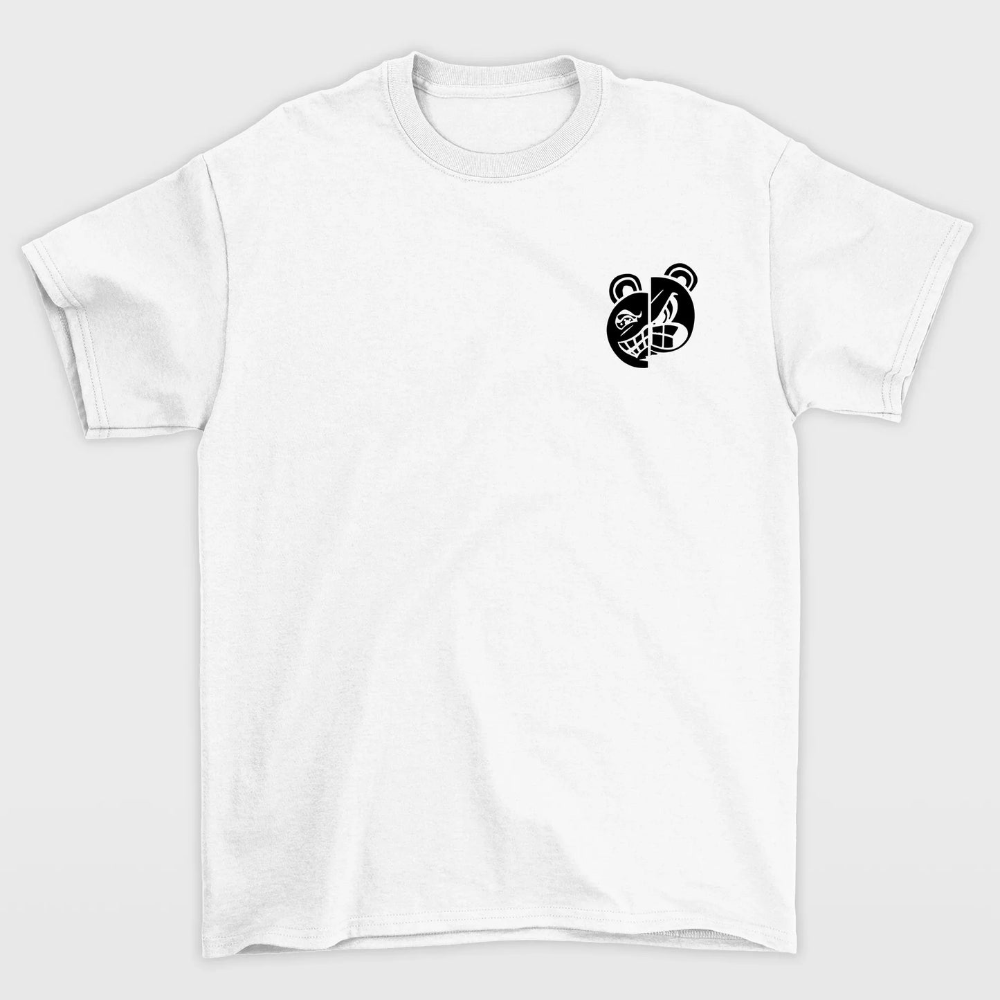 Camiseta masculina com estampa ursinho nervoso - Branco
