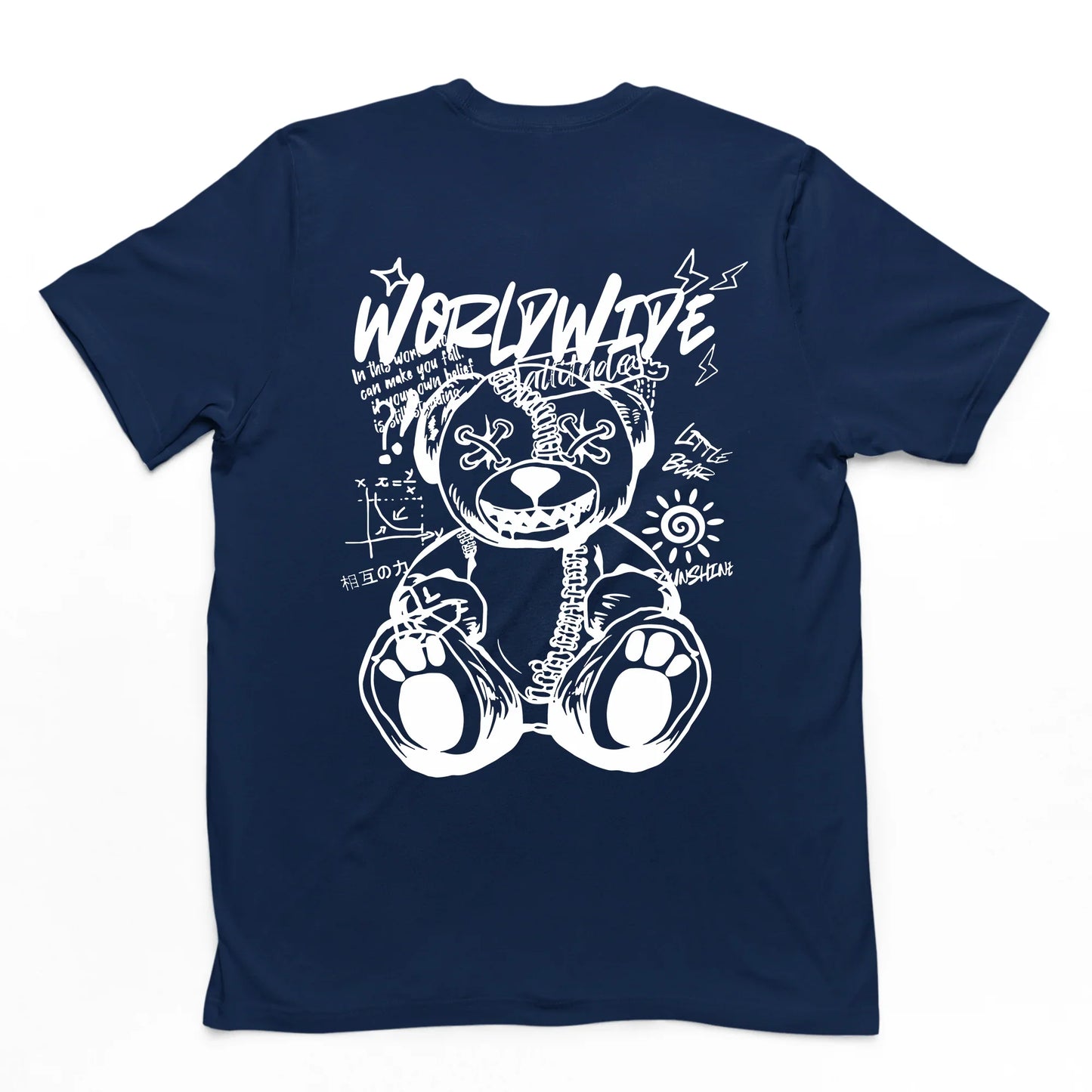 Camiseta Básica Unissex Com Estampa Ursinho Sentado - Azul Marinho