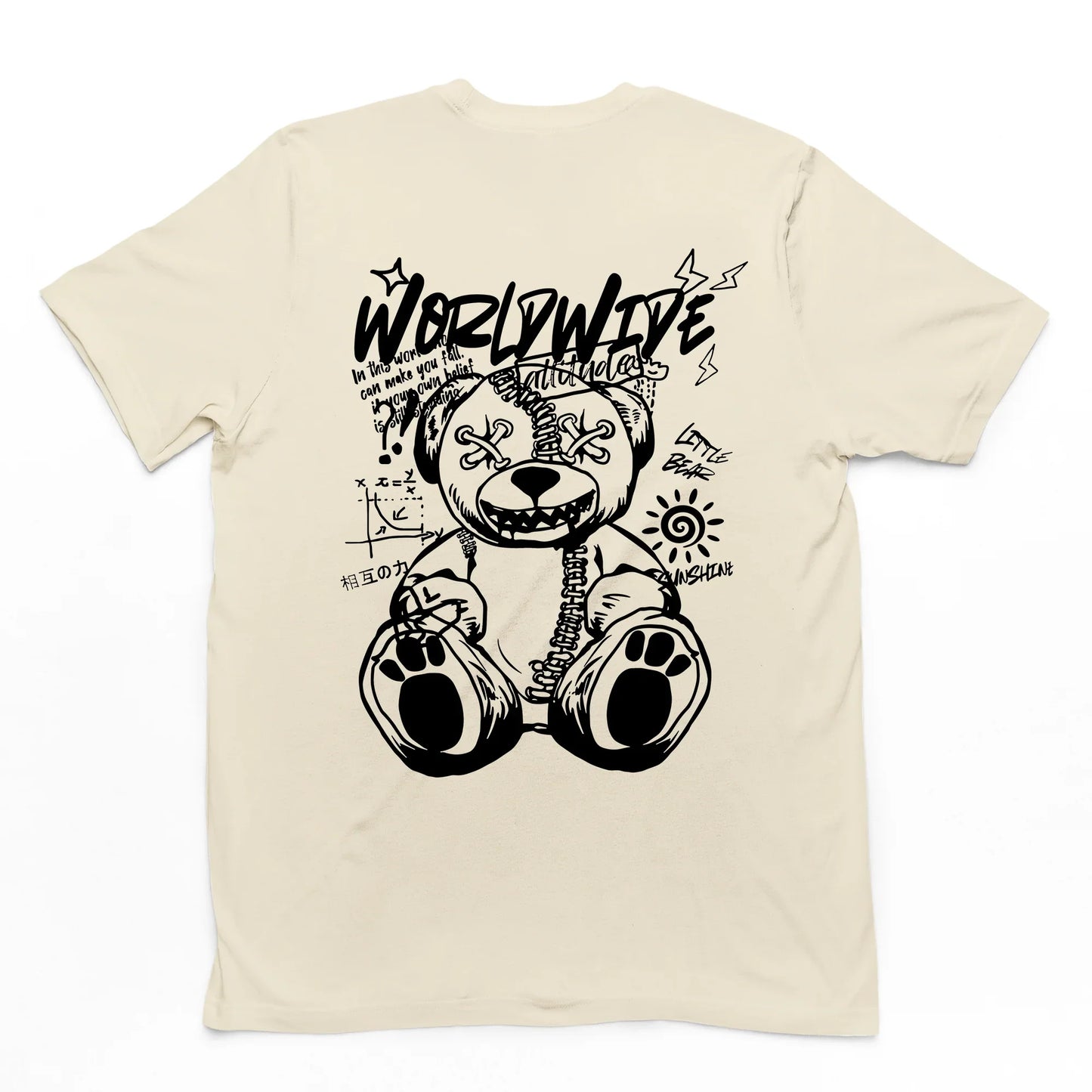 Camiseta Básica Unissex Com Estampa Ursinho Sentado - Pérola