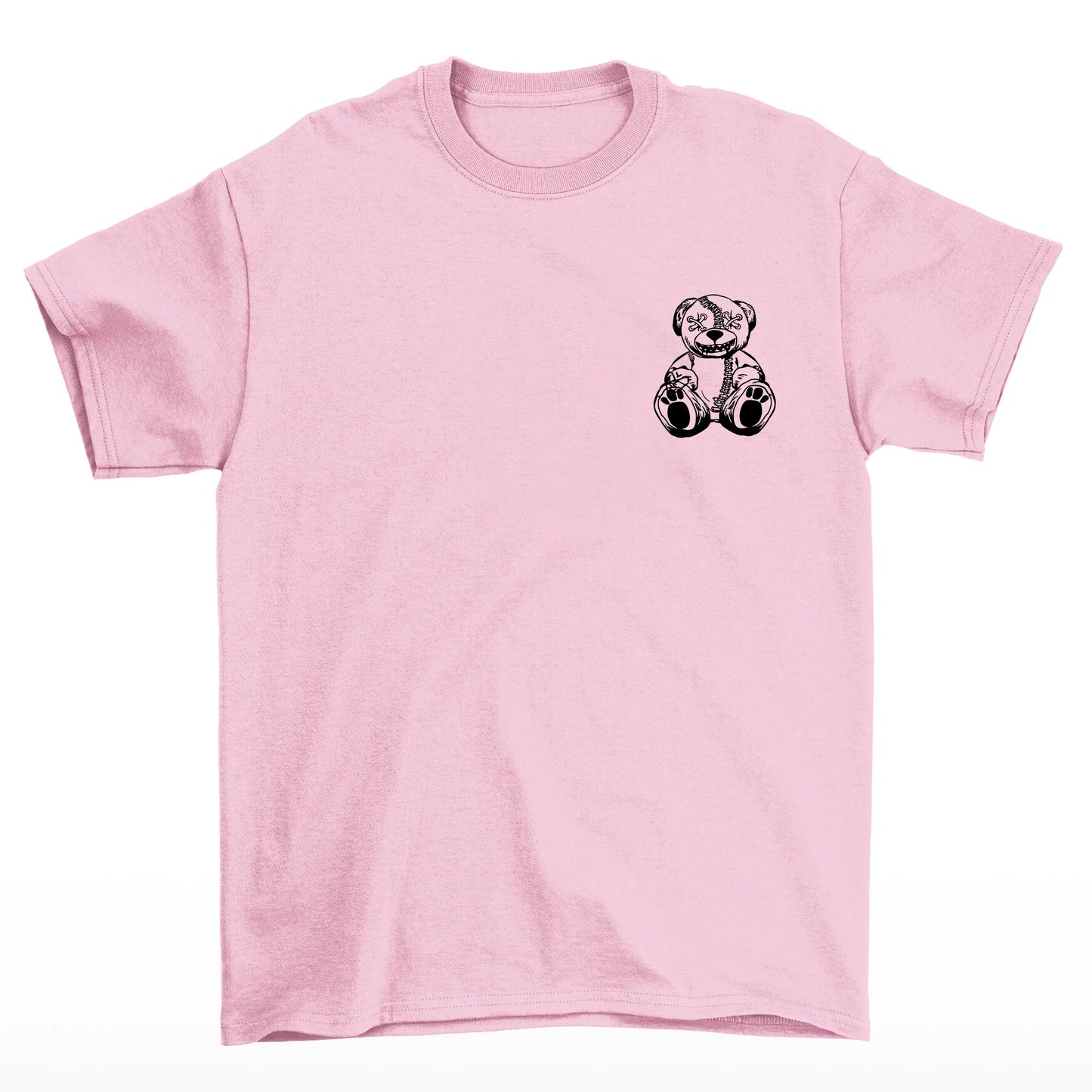 Camiseta Básica Unissex Com Estampa Ursinho Sentado - Rosa Bebê