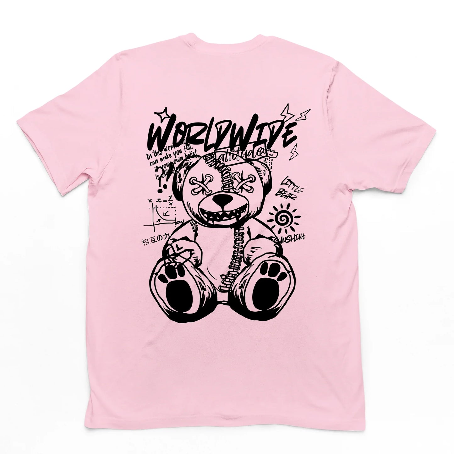 Camiseta Básica Unissex Com Estampa Ursinho Sentado - Rosa Bebê
