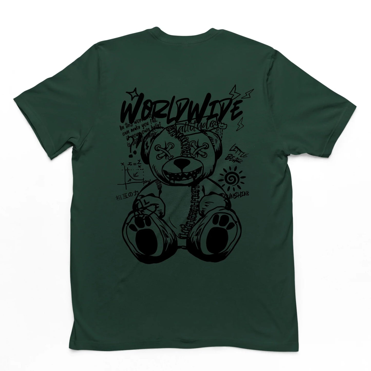 Camiseta Básica Unissex Com Estampa Ursinho Sentado - Verde