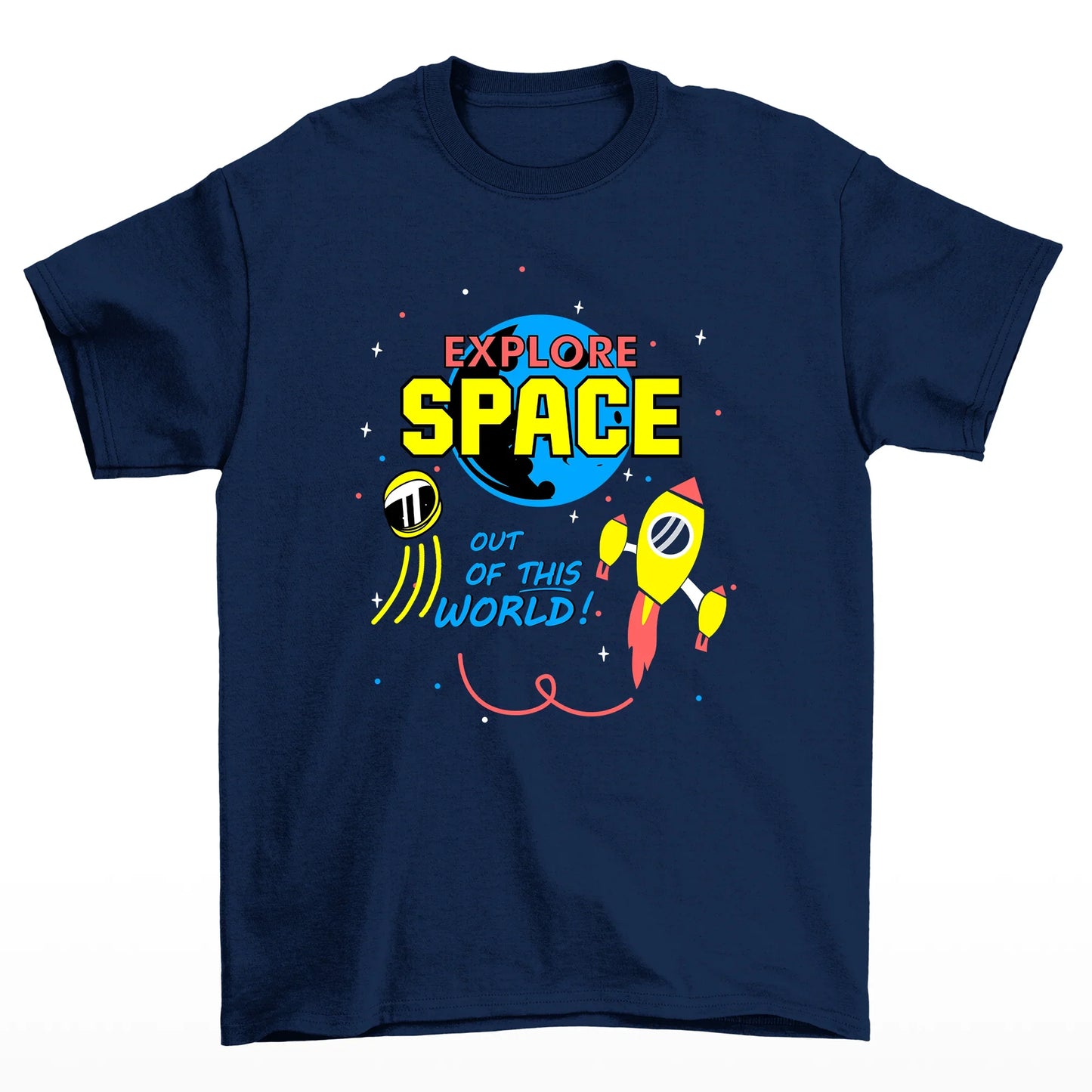 Camiseta Básica Algodão Space Airplane - azul- marinho