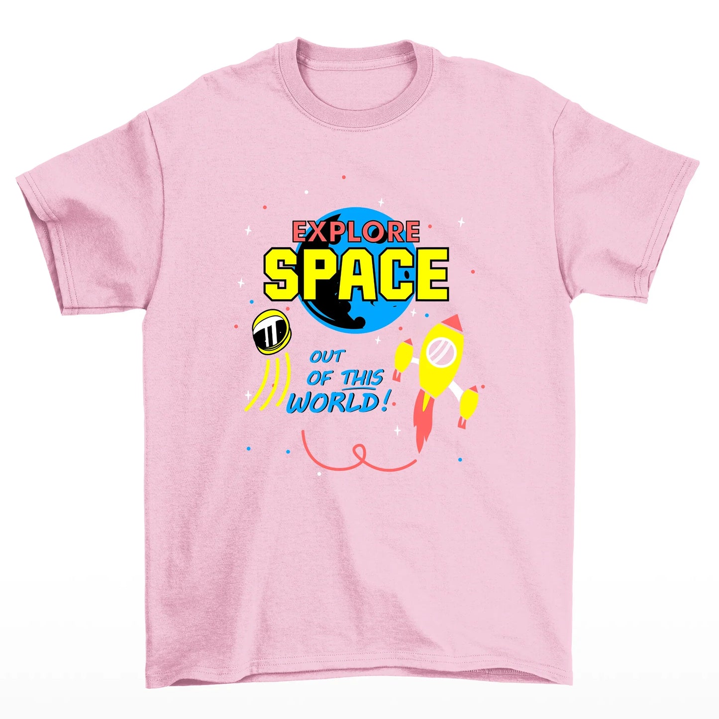 Camiseta Básica Algodão Space Airplane - rosa bebê