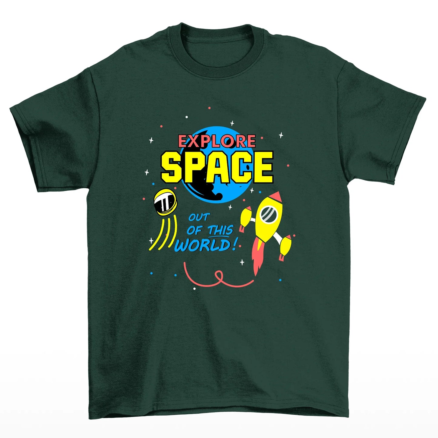 Camiseta Básica Algodão Space Airplane - verde