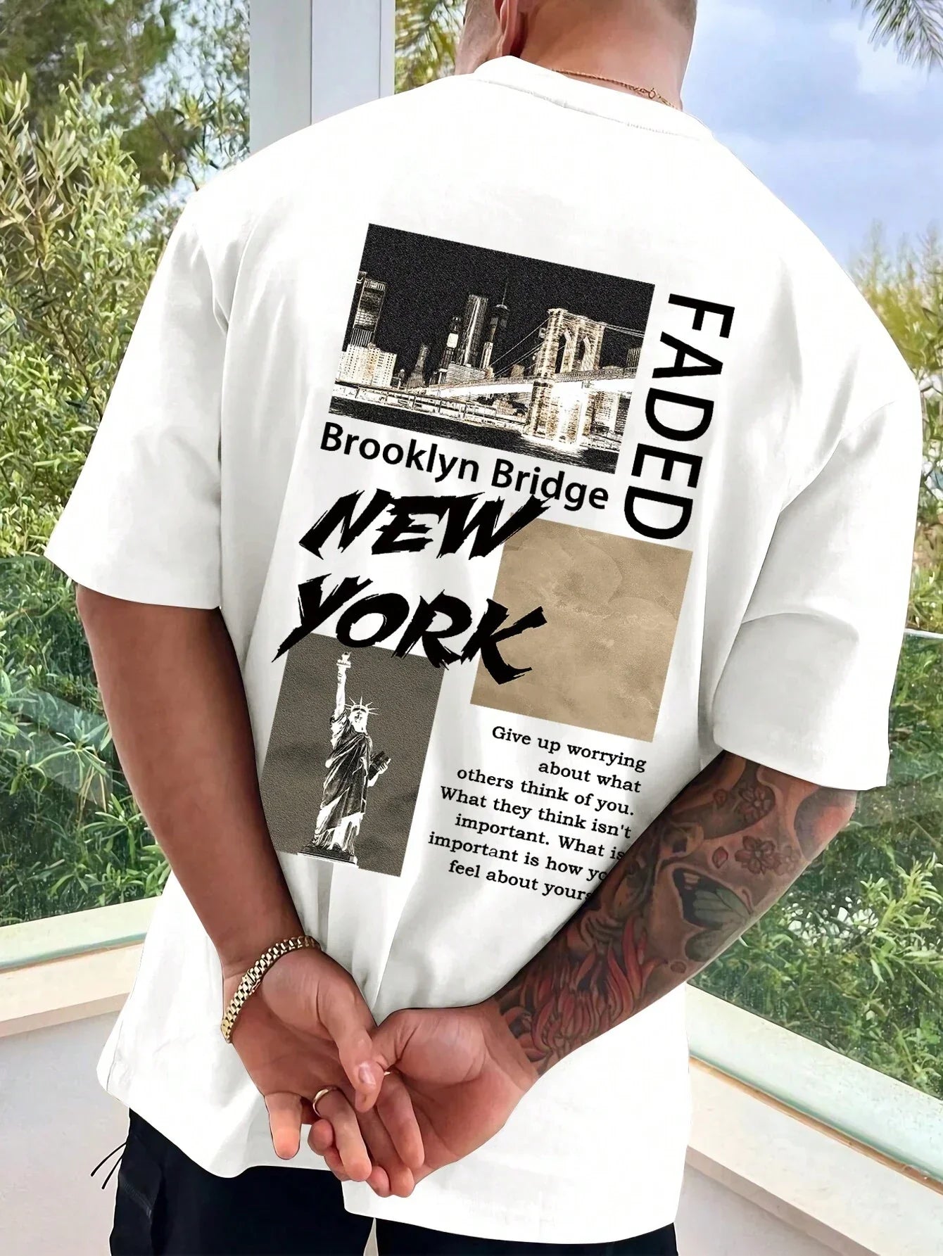 Camiseta Básica Unissex Com Estampa Ponte De Brooklyn