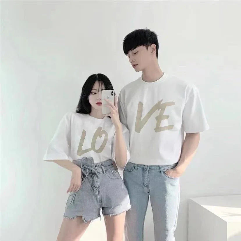 Camiseta Básica Casal Love Fashion Couple - BRANCO