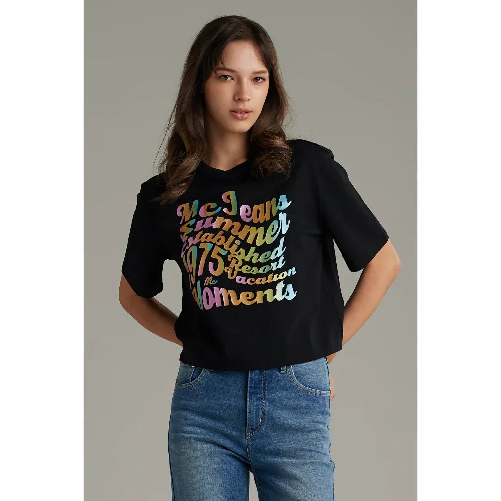 Camiseta Básica Com Estampa Jeans Verão