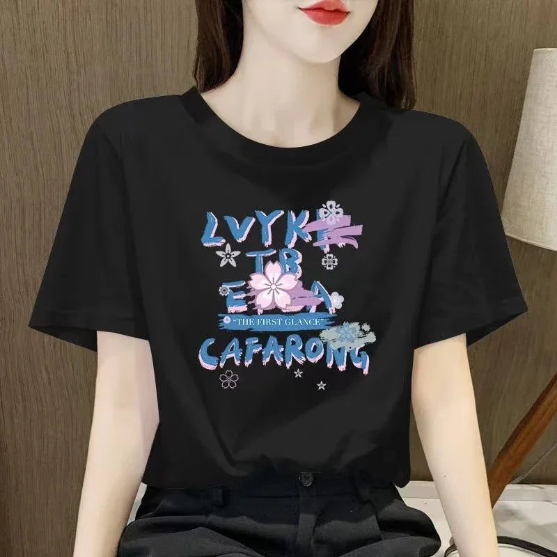 Camiseta Básica Feminina Stayreal The First Glance Flower- preto
