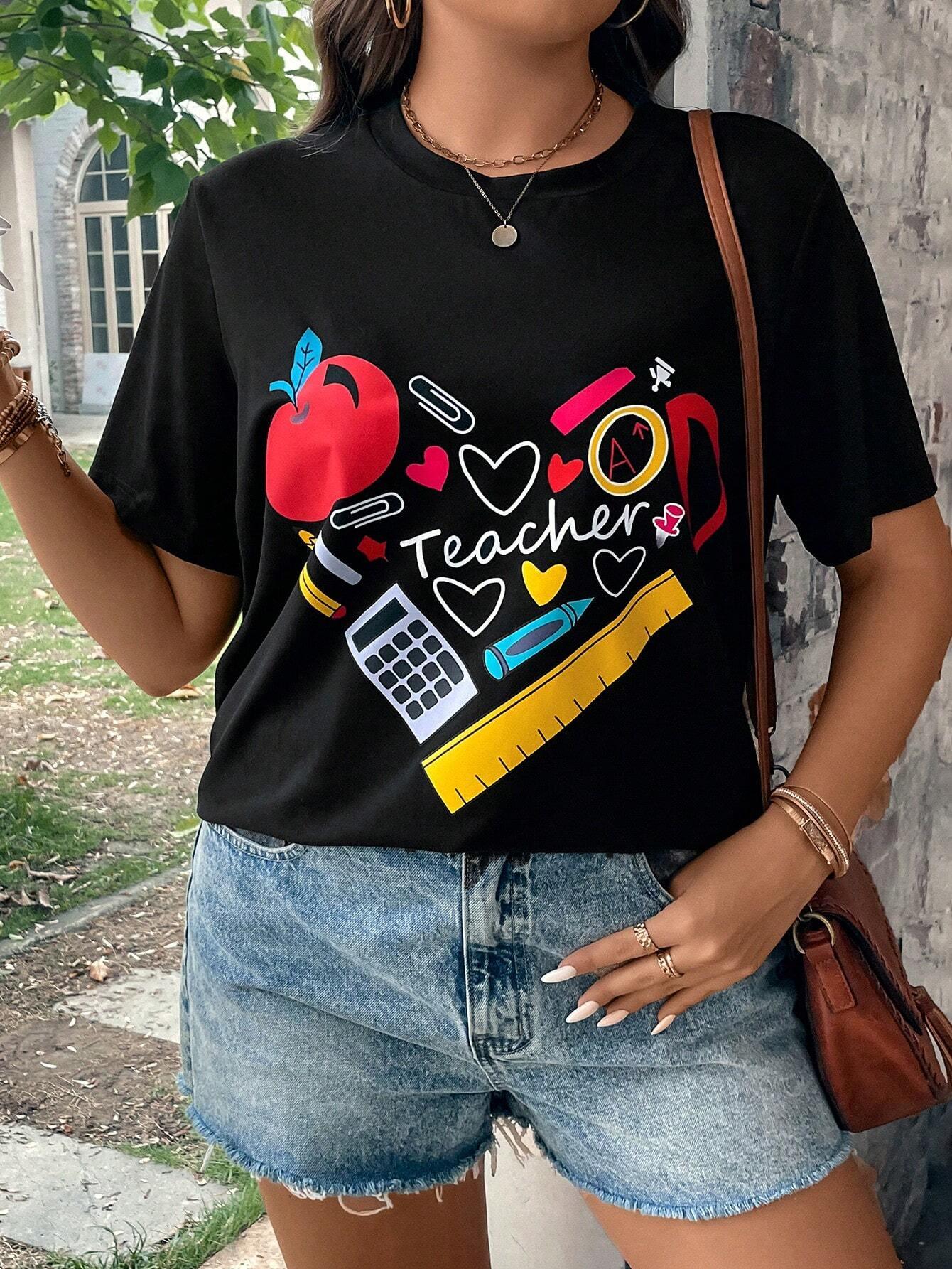 Camiseta Básica Feminina Teacher's Day Professora Preto