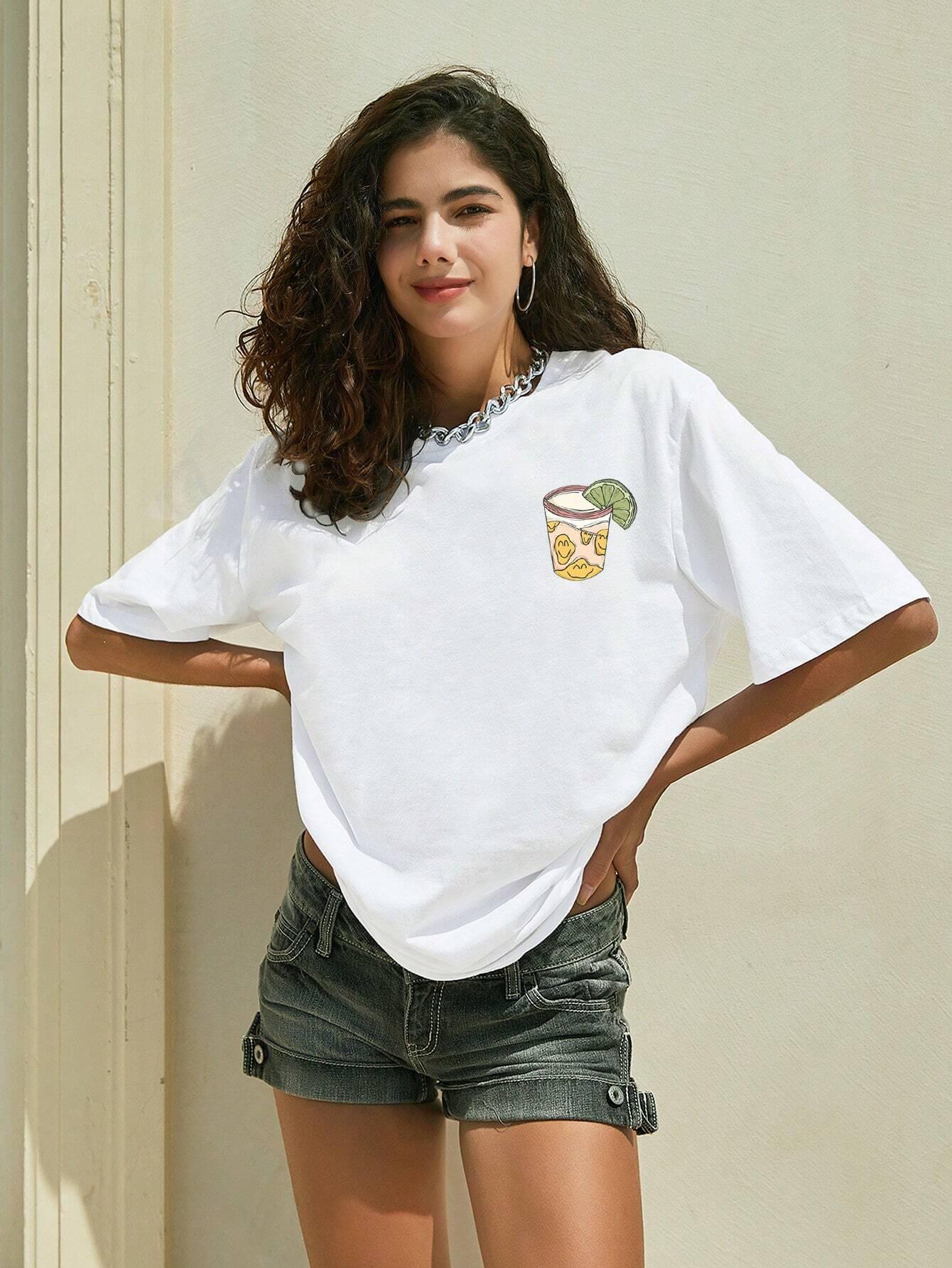 Camiseta Básica Unissex Com Estampa Copo De Tequila