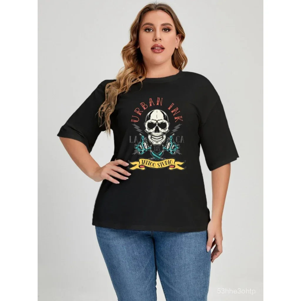 Camiseta Básica Com Estampa Caveira Tattoo