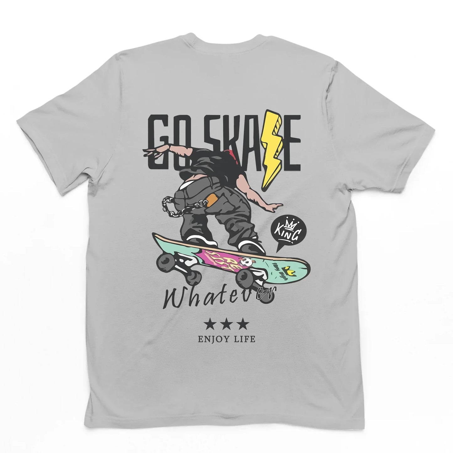 Camiseta Básica Go Skate Whatever - cinza