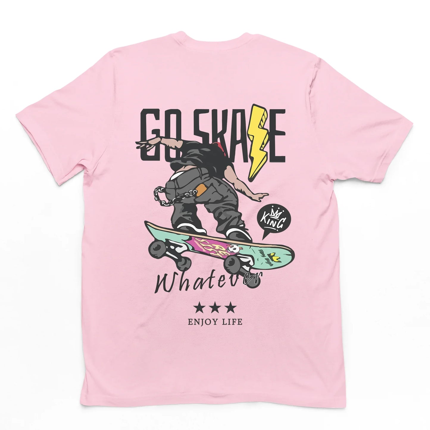 Camiseta Básica Go Skate Whatever - rosa bebê