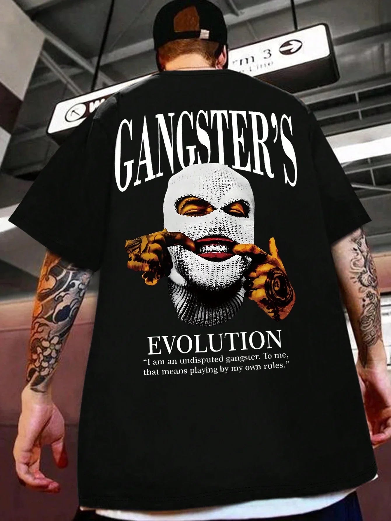 Camiseta Básica Com Estampa Gangster's Mascara