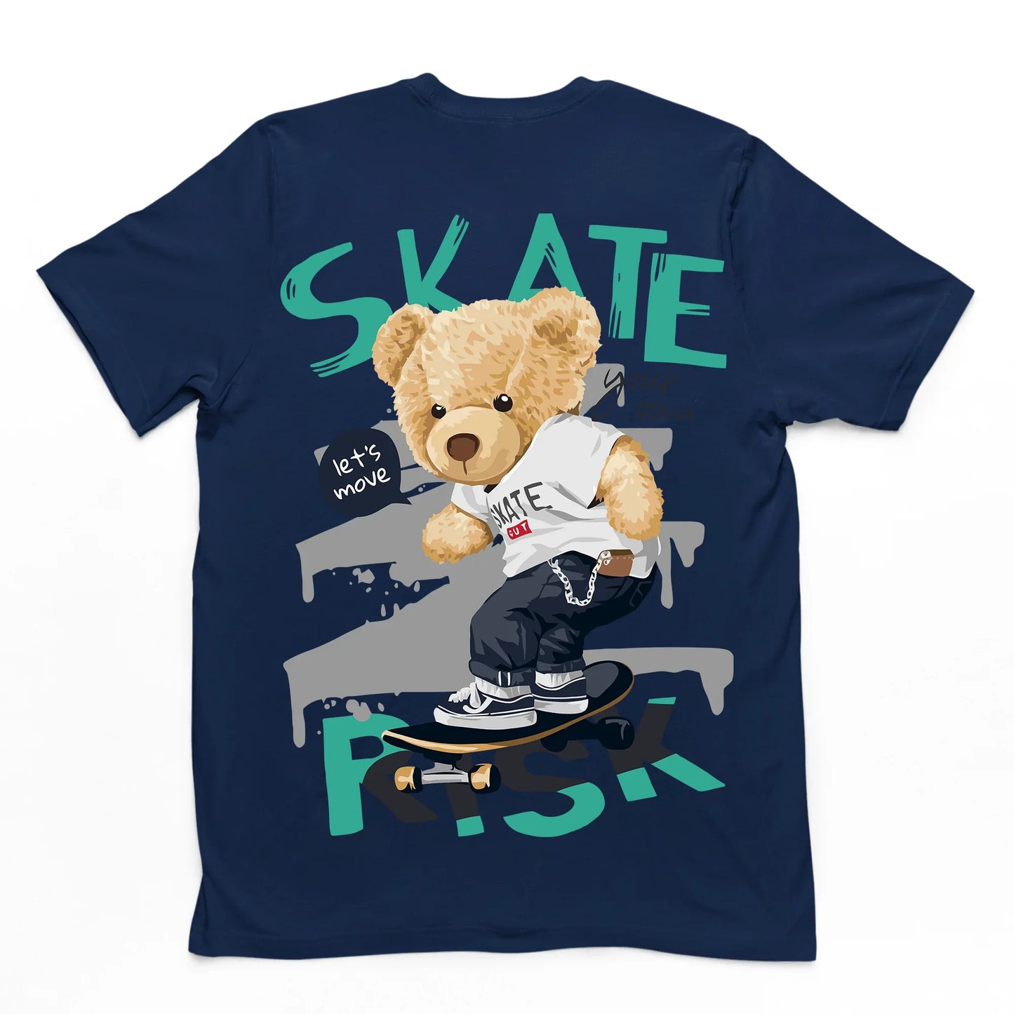 Camiseta Básica Skate Risk - azul- marinho