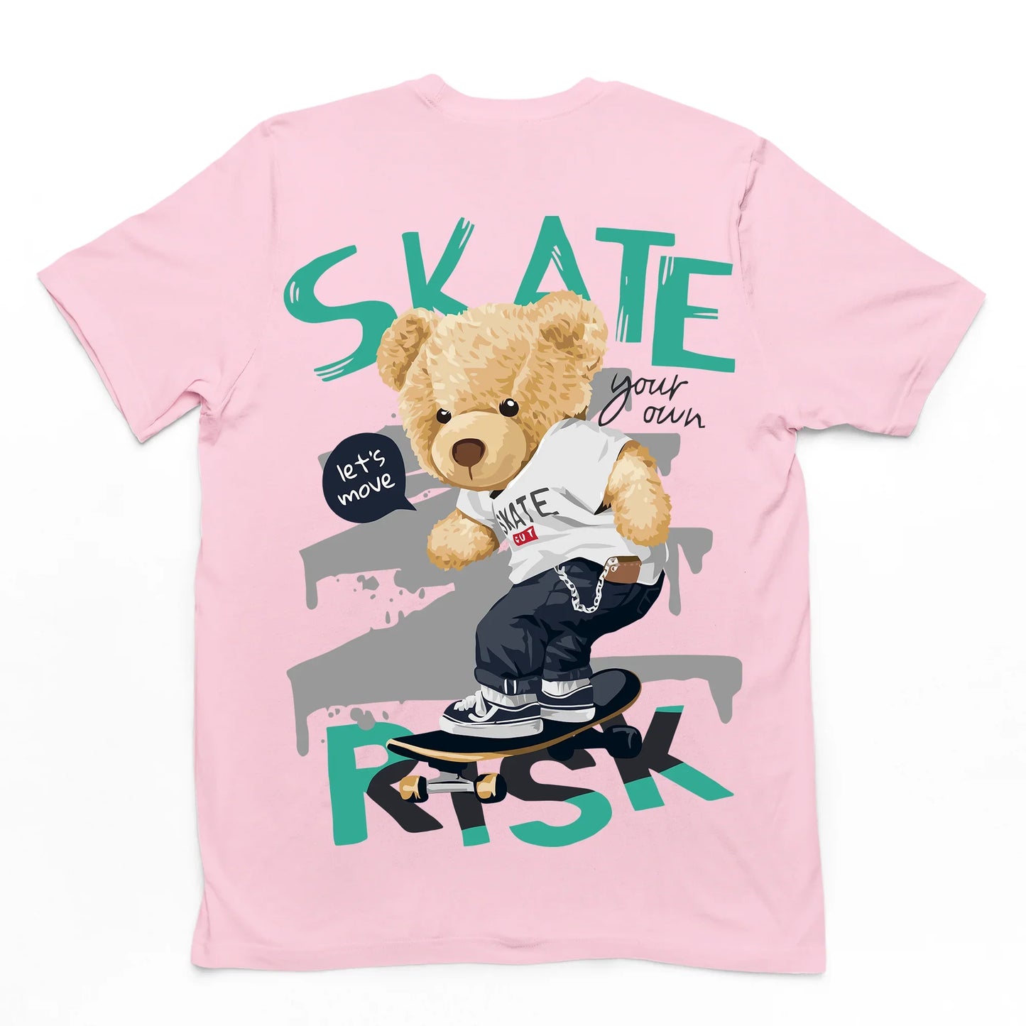 Camiseta Básica Skate Risk -rosa bebê