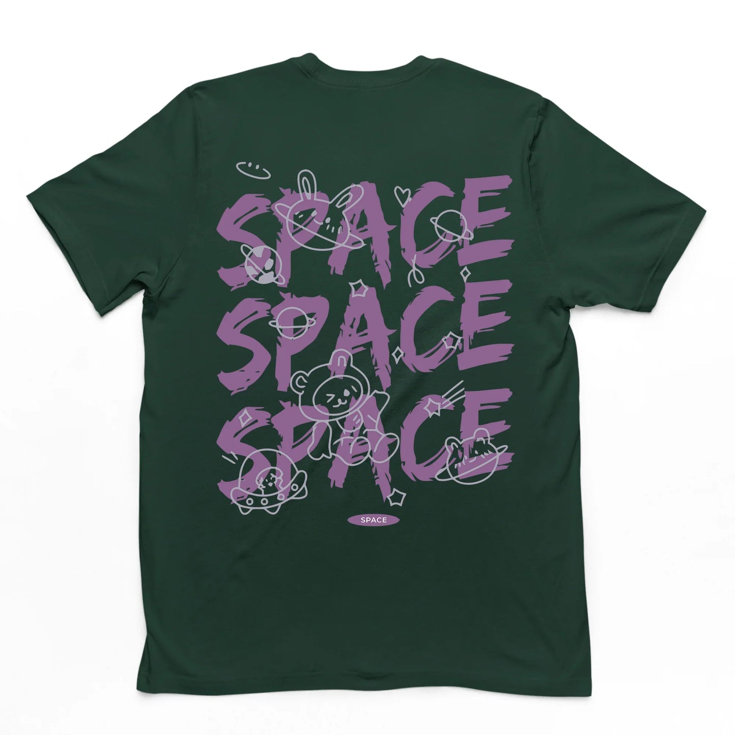 Camiseta Básica Space Space Bear - verde
