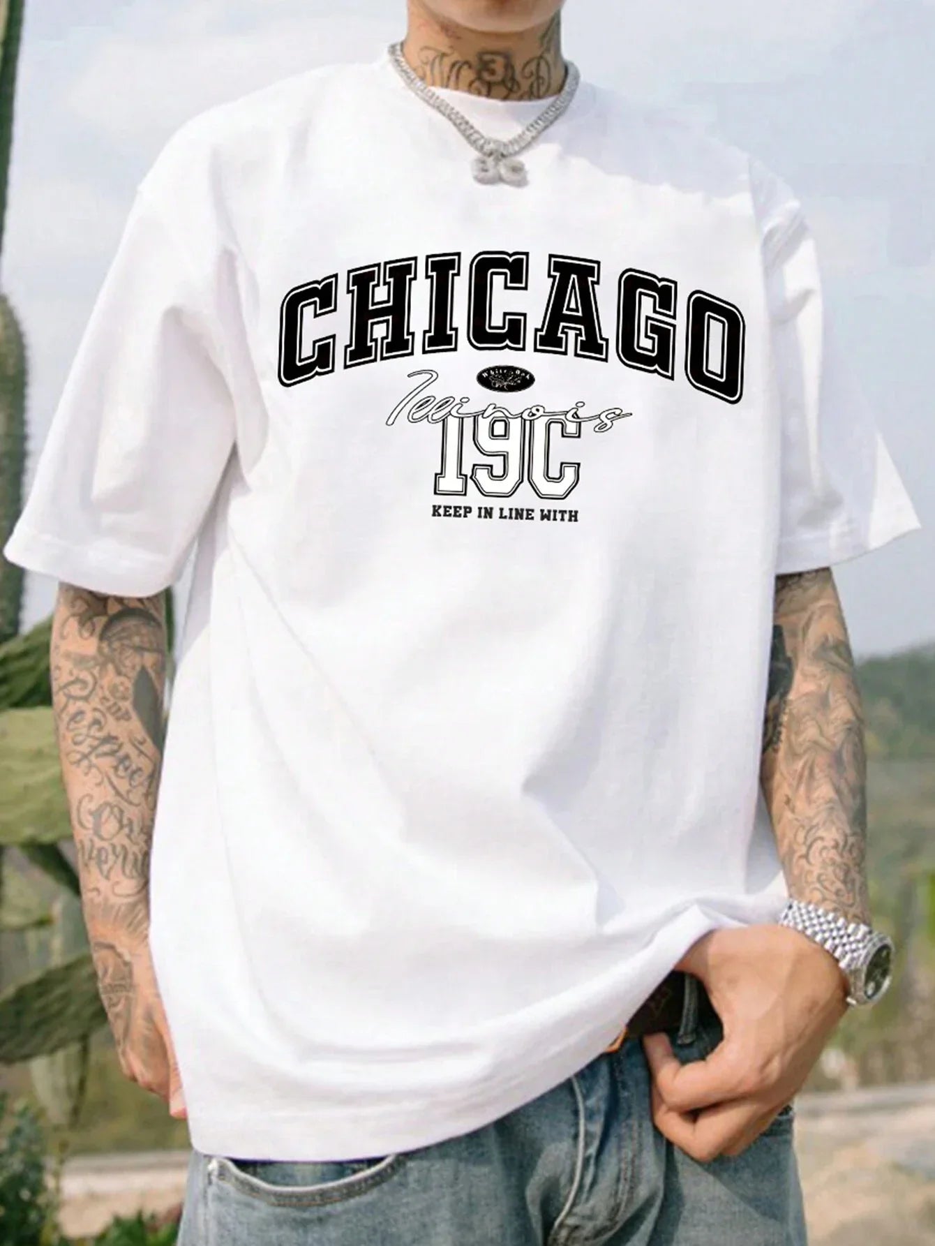 Camiseta Básica Unissex Com Estampa Chicago