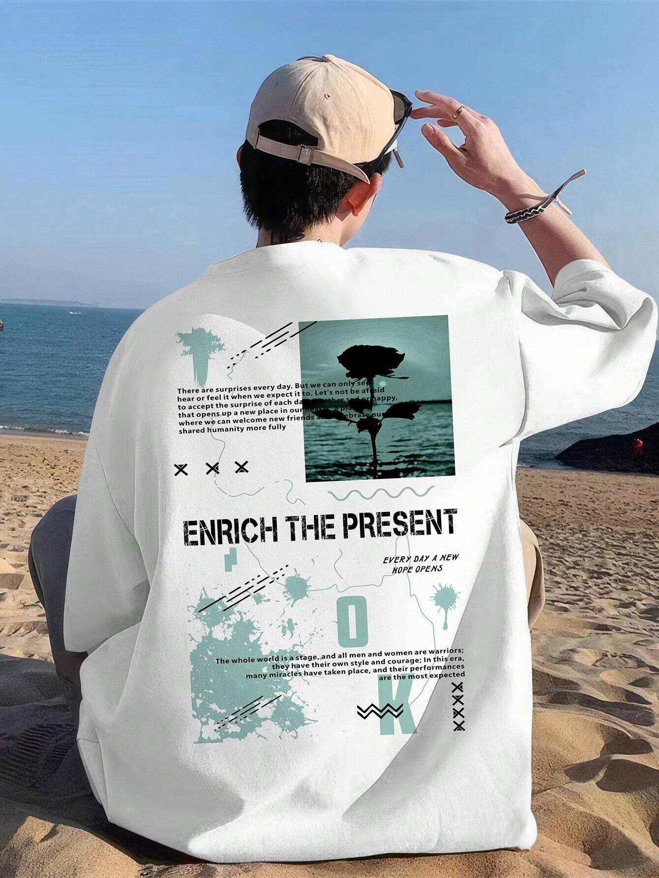 Camiseta Básica Unissex Com Estampa Flor No Mar