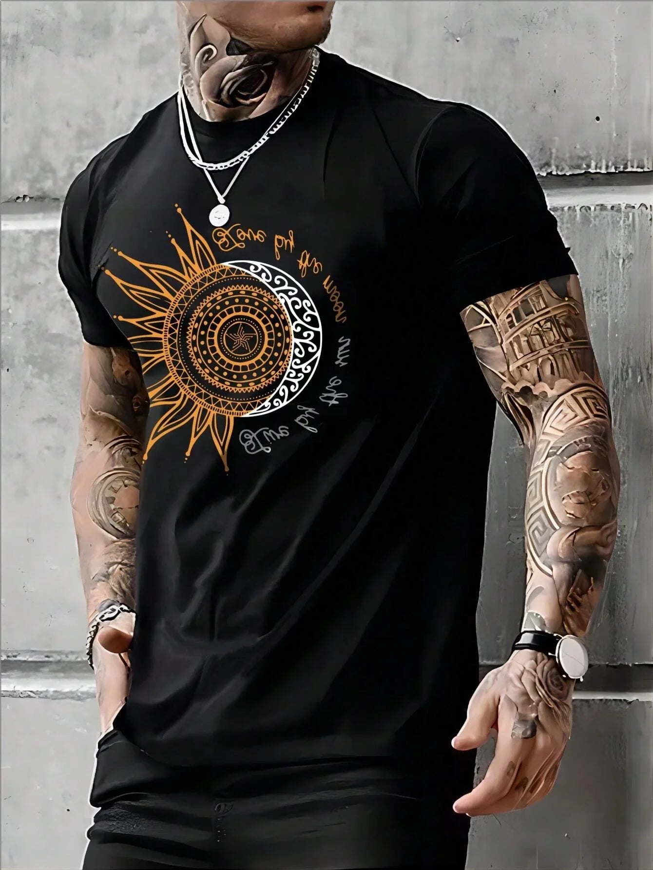 Camiseta Básica Unissex Com Estampa Sol E Lua