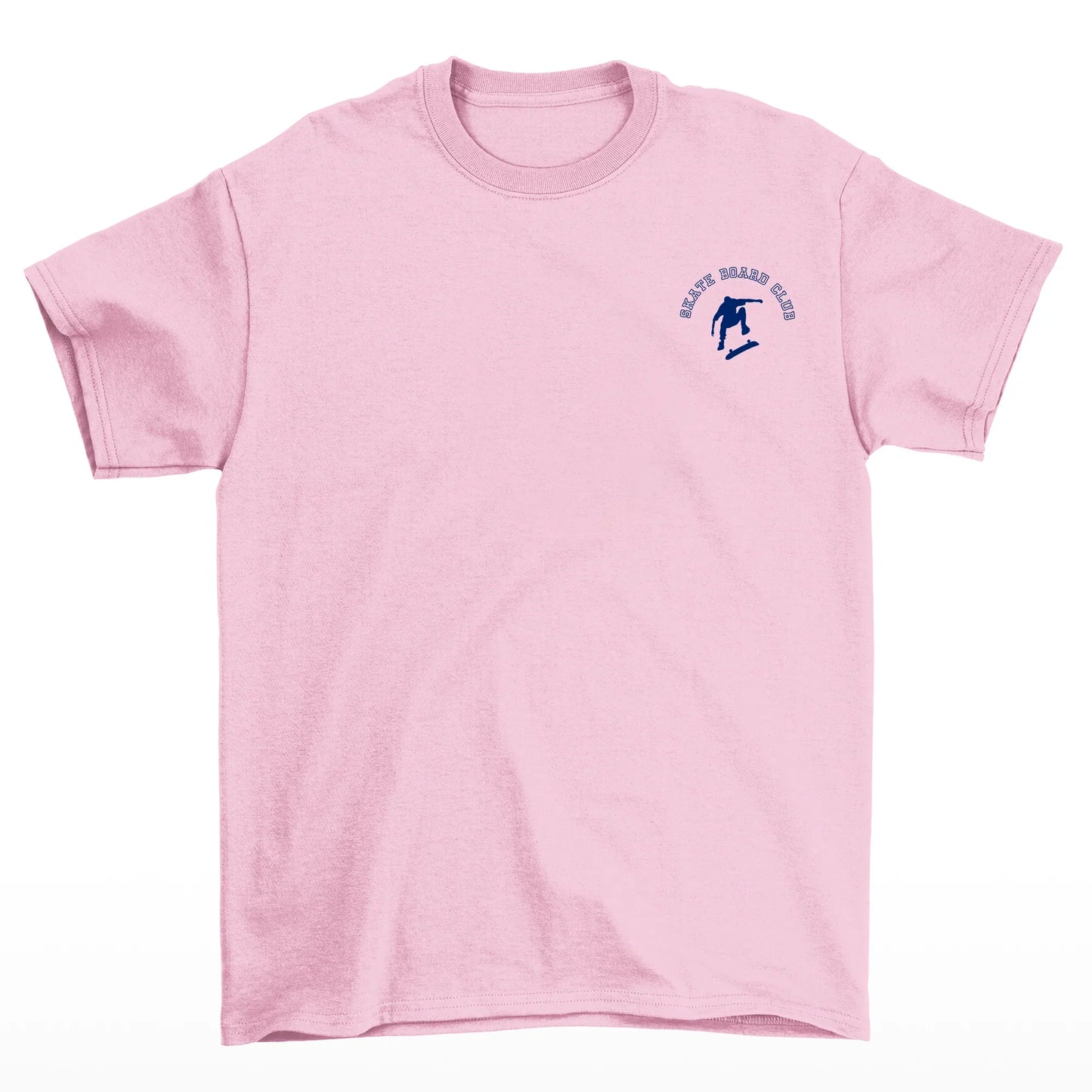 Camiseta Básica Unissex Skate Board Club - rosa bebê