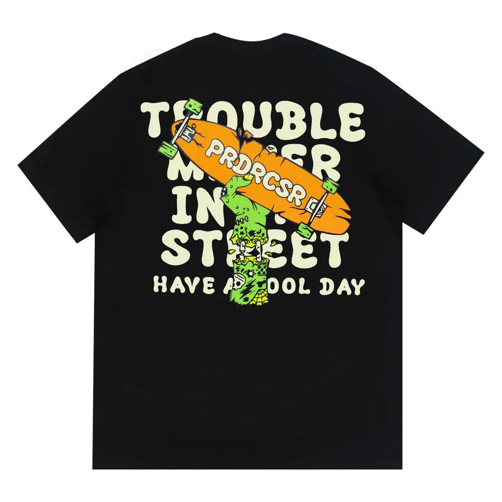 Camiseta Básica Unissex Com Estampa Skateboard Zombie