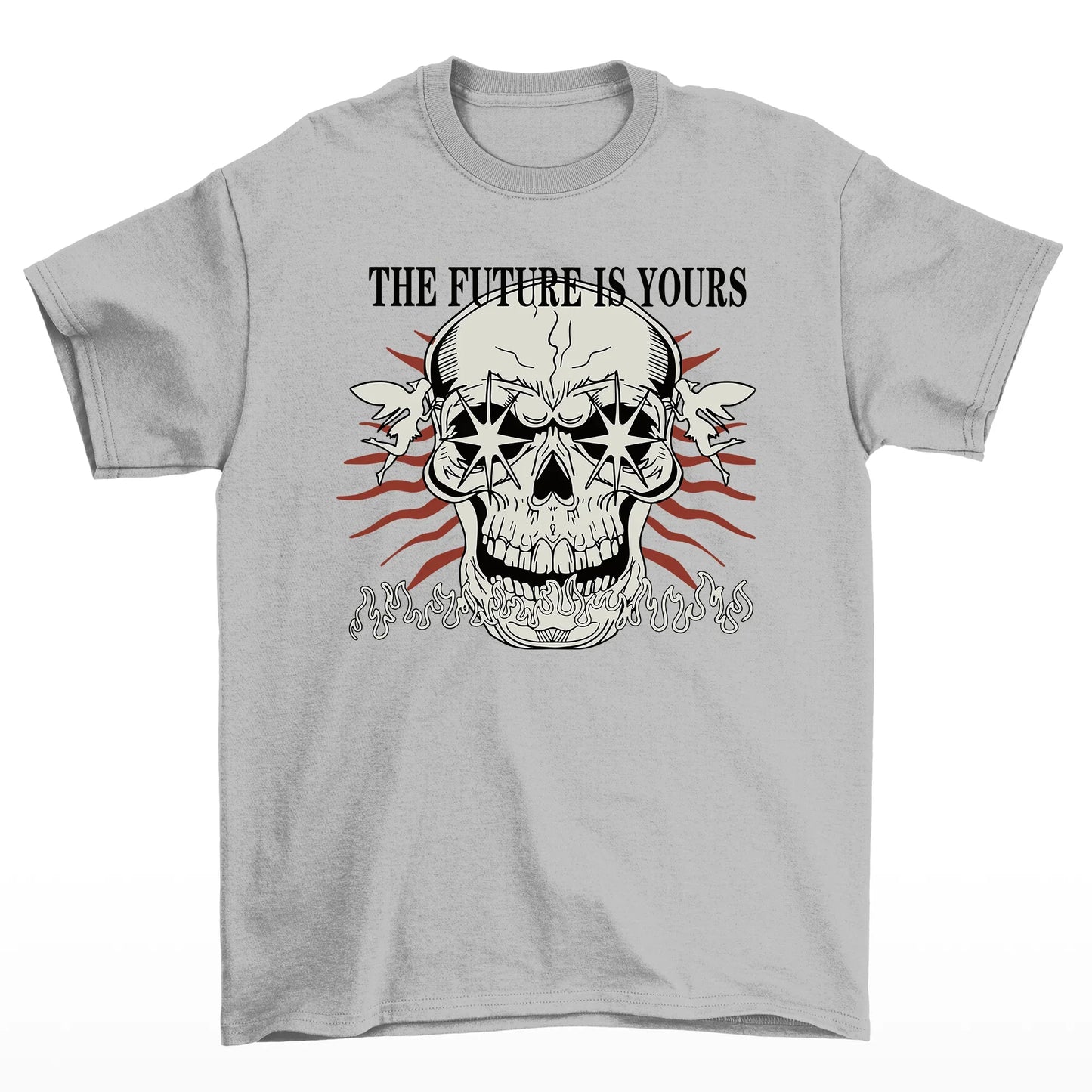 Camiseta Básica Unissex The Future Is Yours Caveira - cinza