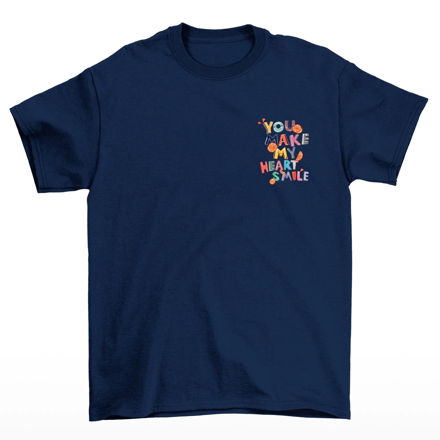 Camiseta Básica Unissex You Make My Heart Smile - azul-marinho