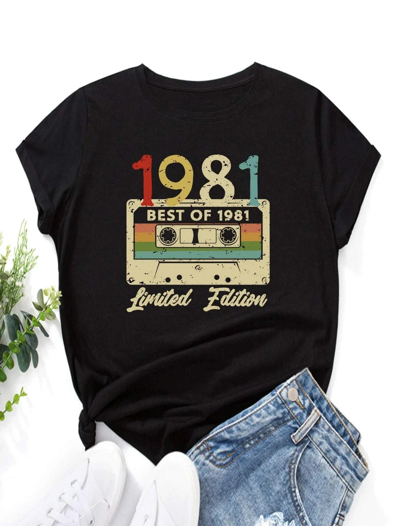 Camiseta Feminina Fita vintage 1981 Limited Edition - preto