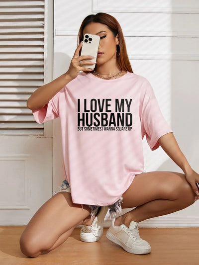 Camiseta Básica Feminina Eu Amo O Meu Marido - ROSA BEBE