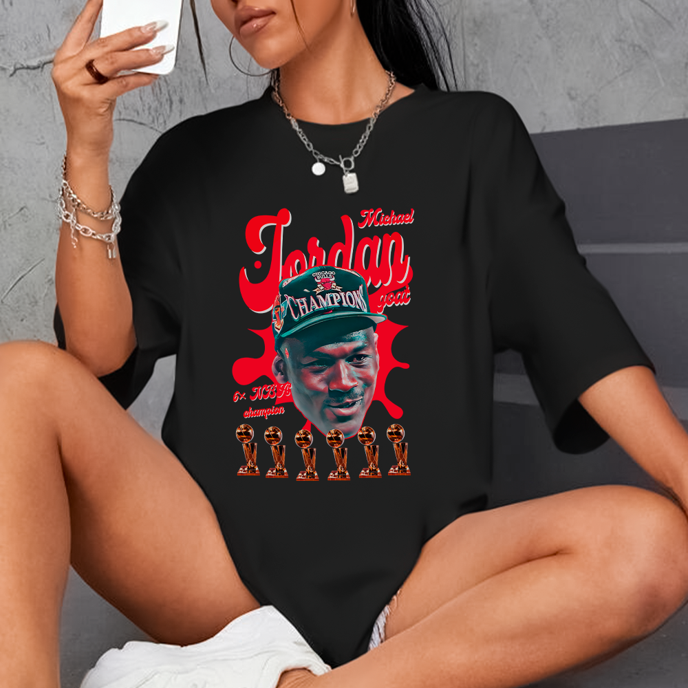 Camiseta Oversized Michael Jordan Trofeus NBA