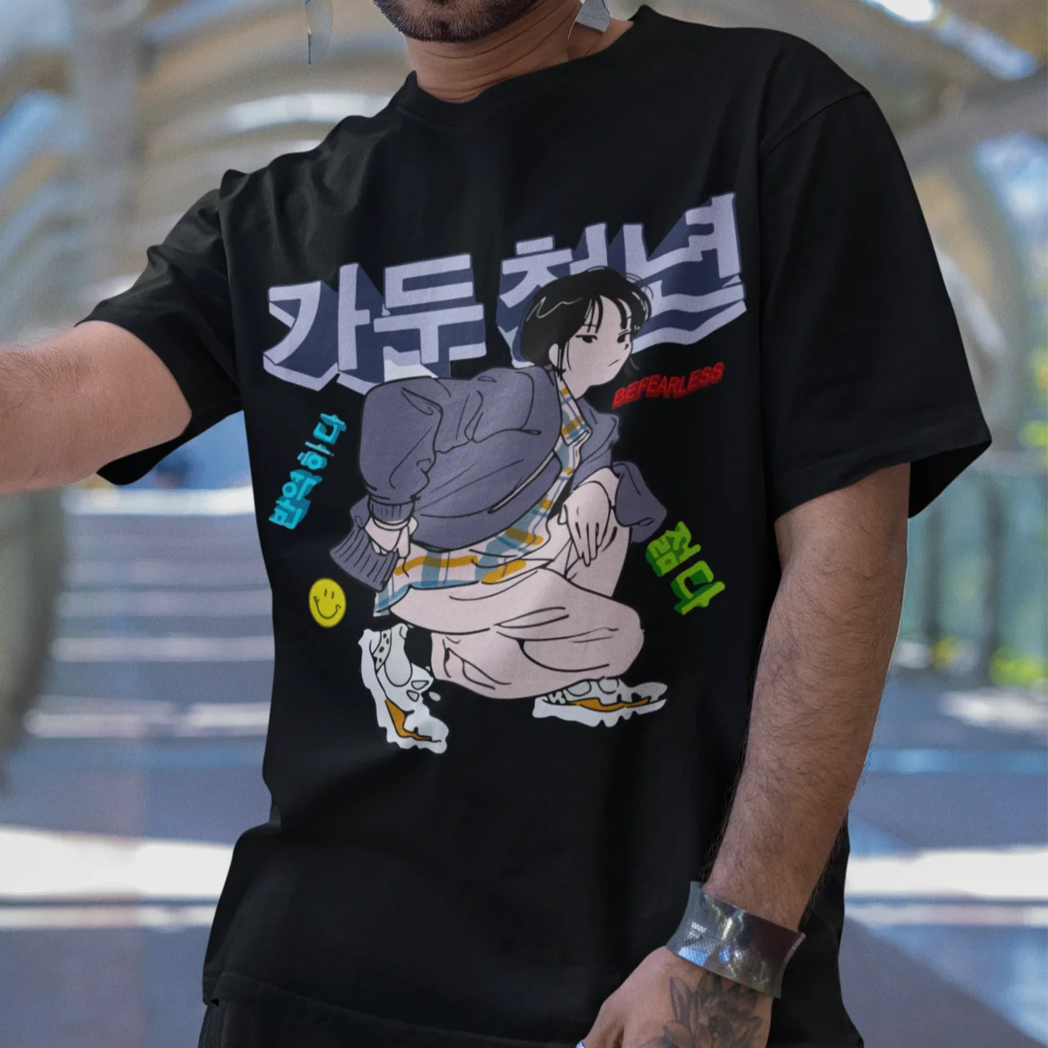 Camiseta Básica Unissex Be Fearless Girl Korean